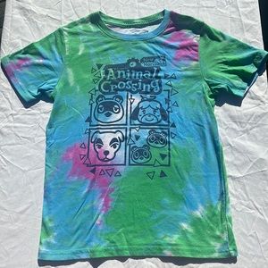 Nintendo New Horizons Animal crossing tie dye graphic tee blue/purple/green M